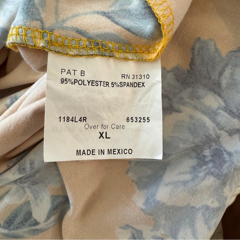 by & by | Mustard Yellow Blue Floral Wrap Maxi Dress | High-Low Hem | Size XL - Picture 9 of 10